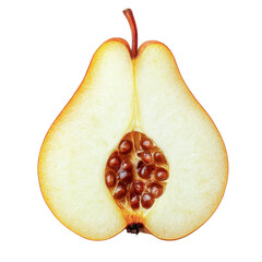 pear halved - juicy fruit cross section isolated