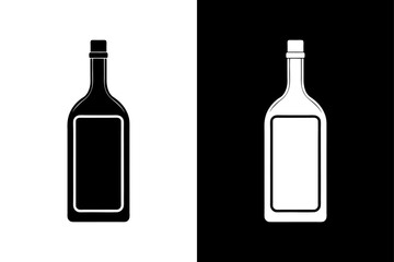 A red wine bottle with a glass next to it on a reflective surface with a blank label, isolated and full, set against a green and black background, representing a drink or beverage