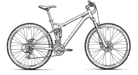 Naklejka premium Sketch of Mountain Bike Isolated on White Background Detailed Illustration