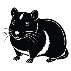 Hamster Animal black silhouette vector with white color background