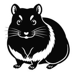 Hamster Animal black silhouette vector with white color background