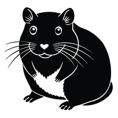 Hamster Animal black silhouette vector with white color background