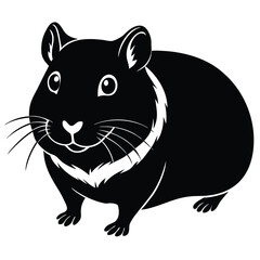 Hamster Animal black silhouette vector with white color background