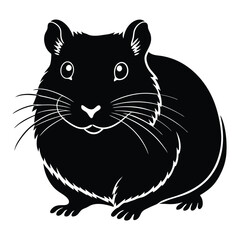 Hamster Animal black silhouette vector with white color background