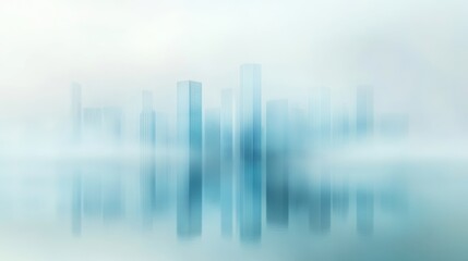 Fototapeta premium Modern City Skyline Reflected in Blue Mist 