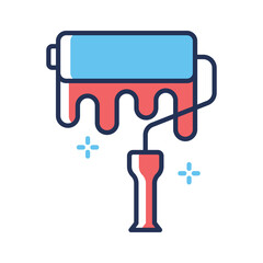 Ready to use outline icon showing paint roller