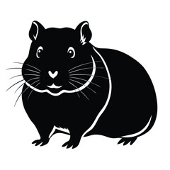 Hamster Animal black silhouette vector with white color background