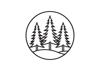 Pine tree forest silhouette vector
