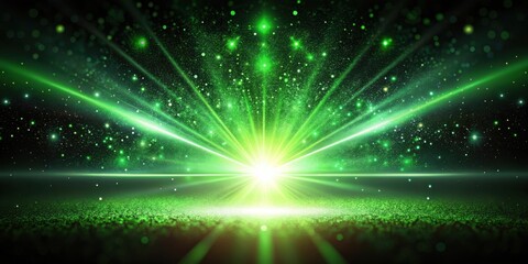 Naklejka premium Emerald Radiance A Sparkling Green Light Show with Glimmering Particles and Bright Beams