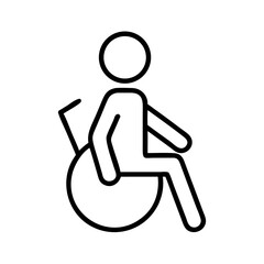 Wheelchair symbol representing accessibility and support for individuals with disabilities in a minimalistic line drawing style