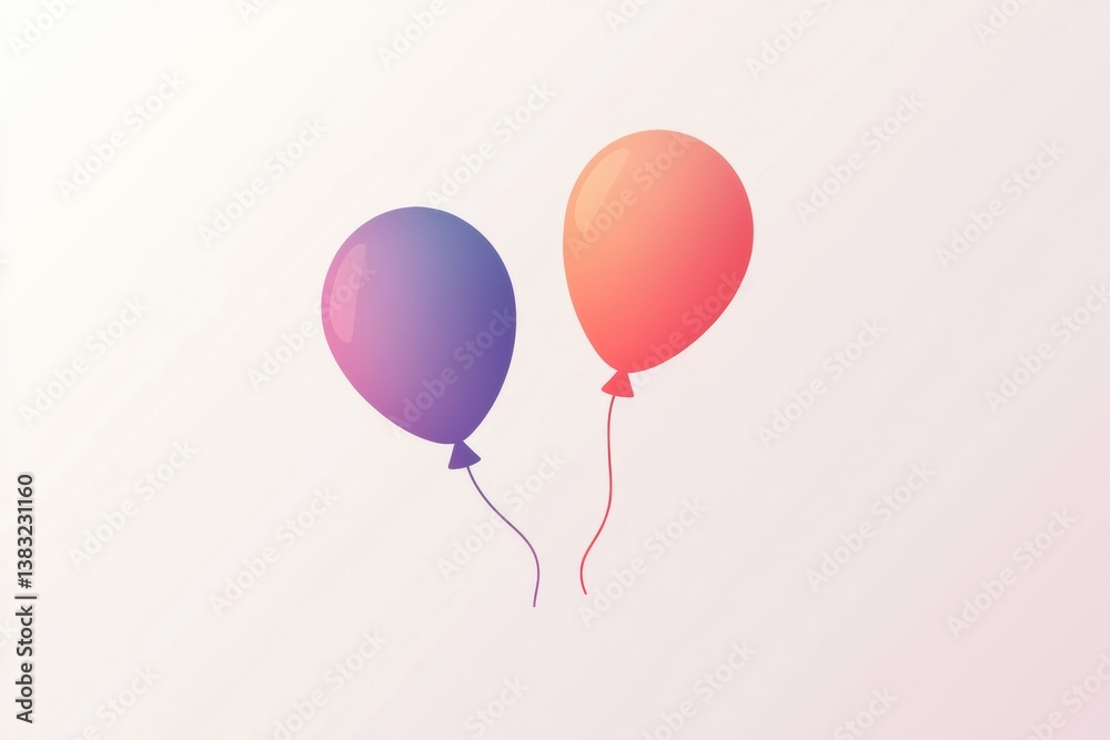 Fototapete colorful balloons float in a minimalist design, creating a festive atmosphere with smooth gradients 