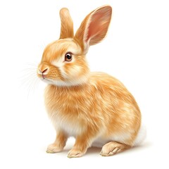 Obraz premium An adorable orange and white baby bunny rabbit sits alertly on a pure white background perfect for Easter or sp designs.