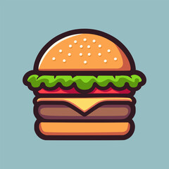 Burger Icon Illustration In Cartoon Style
