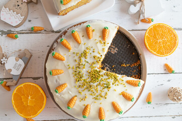 Swiss carrot cake for easter fresh and homemade baked