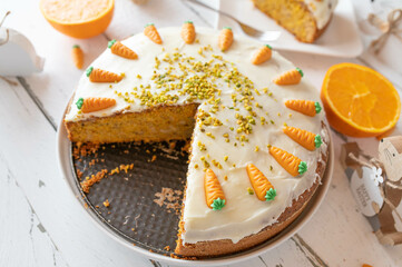 Swiss carrot cake for easter fresh and homemade baked
