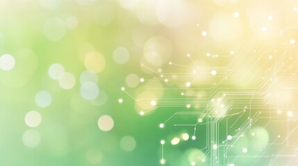 Abstract circuit lines on green bokeh background
