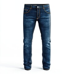 Pair of dark-wash jeans, straight-leg style