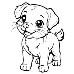 Cartoon Puppy Illustration with Cheerful Expression and Simple Lines