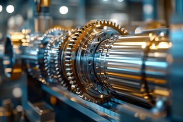 Fototapeta premium Gears rotating smoothly in modern industrial factory machinery