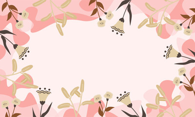 Minimalist floral background with copy spaces. Aesthetic flowers banner and wallpaper for presentation.