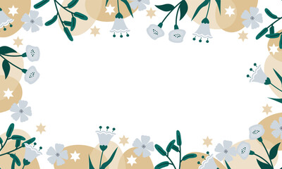 Hand drawn pink flowers background vector. Florals banner for presentation.