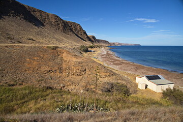 Coast at HMAS Hobart Memorial Lookout on Cape Jervis, South Australia, Australia
