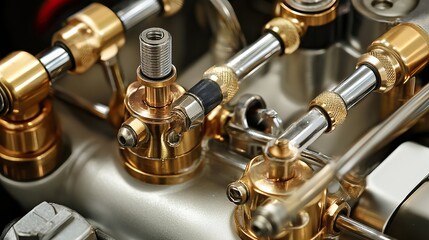 A carburetor in the process of being tuned, with fuel mixture screws and vacuum lines visible