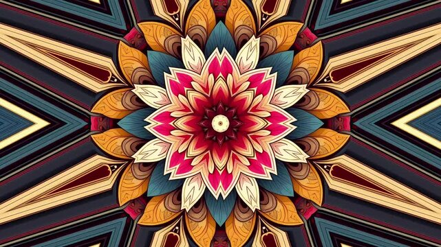 Mandala colorful flower background kaleidoscope effect animation for wedding invitation engagement marriage