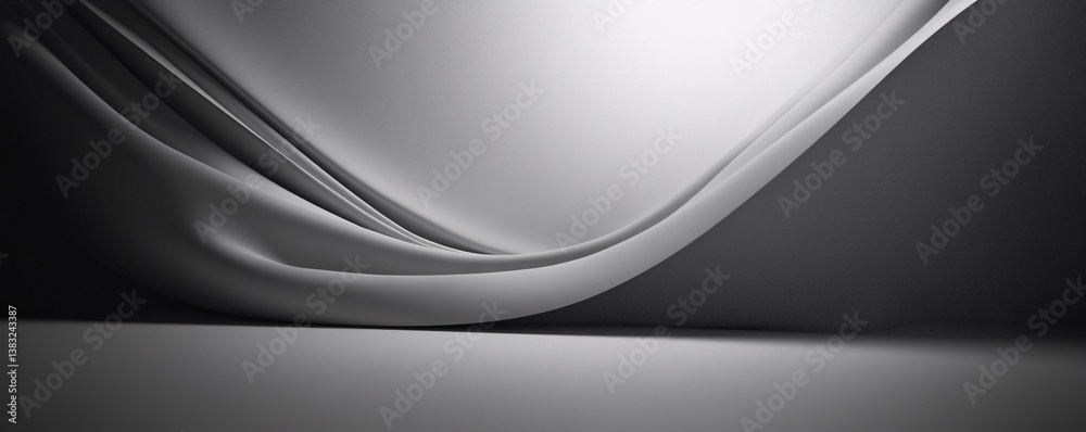Poster Abstract minimalist background with wavy gray fabric