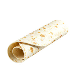 Rolled Plain Tortilla Wrap Isolated on White Background Transparent Background

