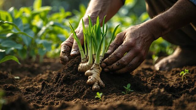 Organic field harvested ginger roots