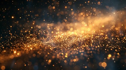 Obraz premium Stunning Abstract Wave of Golden Particles Creating a Magical Atmosphere