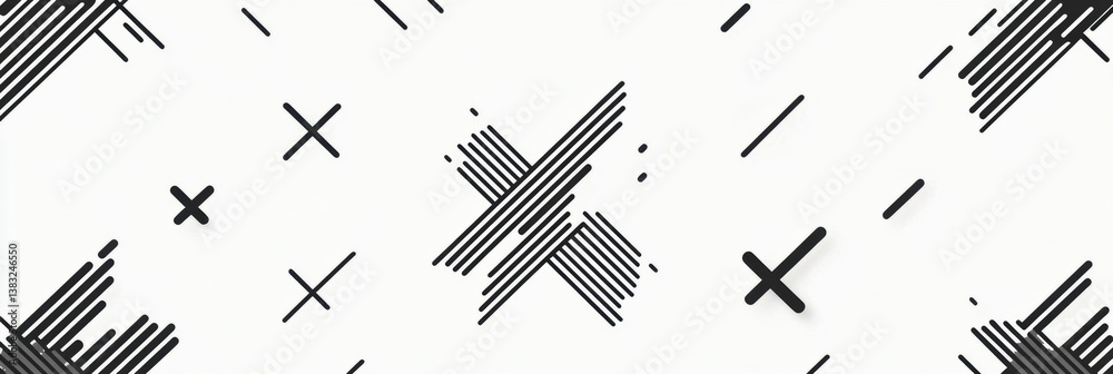 Poster Minimalist black and white abstract pattern featuring fine lines and smooth spacing for modern digital design