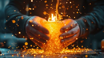 Hand Holding Enchanting Candles Glowing with Warm Light Creating a Cozy and Inviting Atmosphere