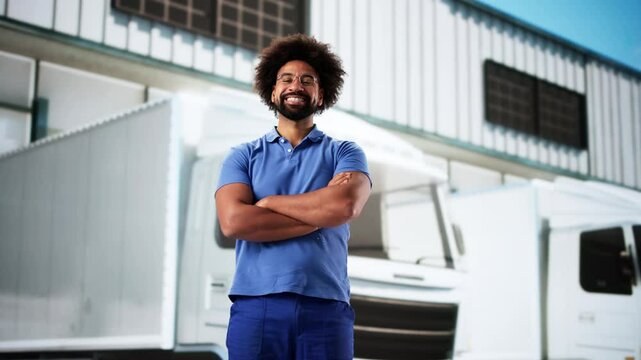 Happy Technician Service In Overall Near Van