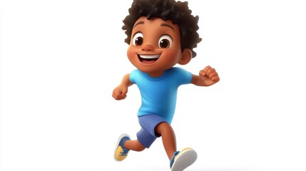 Animated boy radiates joyful energy: a dynamic portrayal of childhood playfulness and innocent enthusiasm.