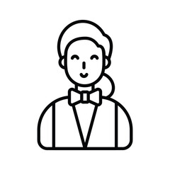 A well crafted line style icon of waitress character