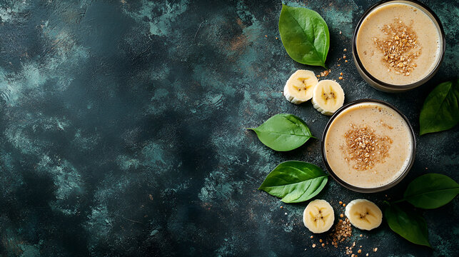 Two glasses of banana smoothie