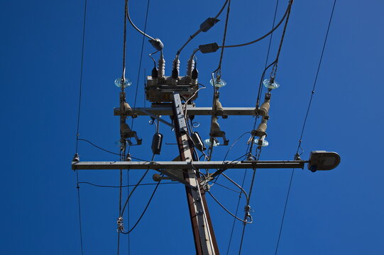 Power line with transformer in Adelaide, South Australia, Australia
