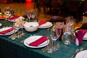 set table with snacks and cutlery