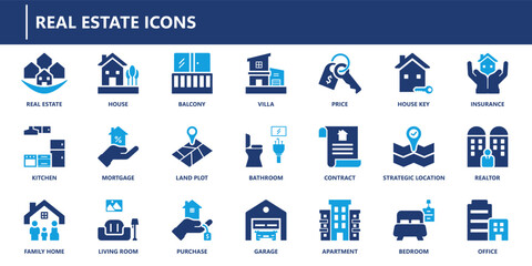 real estate icon pack, solid icon collection