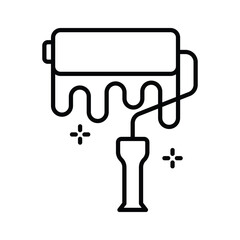 Ready to use outline icon showing paint roller
