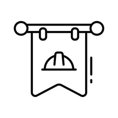 An editable linear style icon showing labour banner
