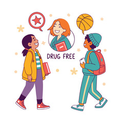  Anti Drug Day Vector. Flat international day against drug abuse illustration