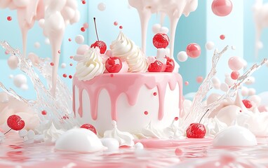 Sweet Cake Splash in Air