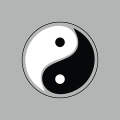 One continuous line drawing of Yin yang symbol sign. Tattoo design. Editable stroke. Outline vector illustration