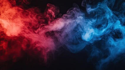 Abstract smoke patterns in red and blue