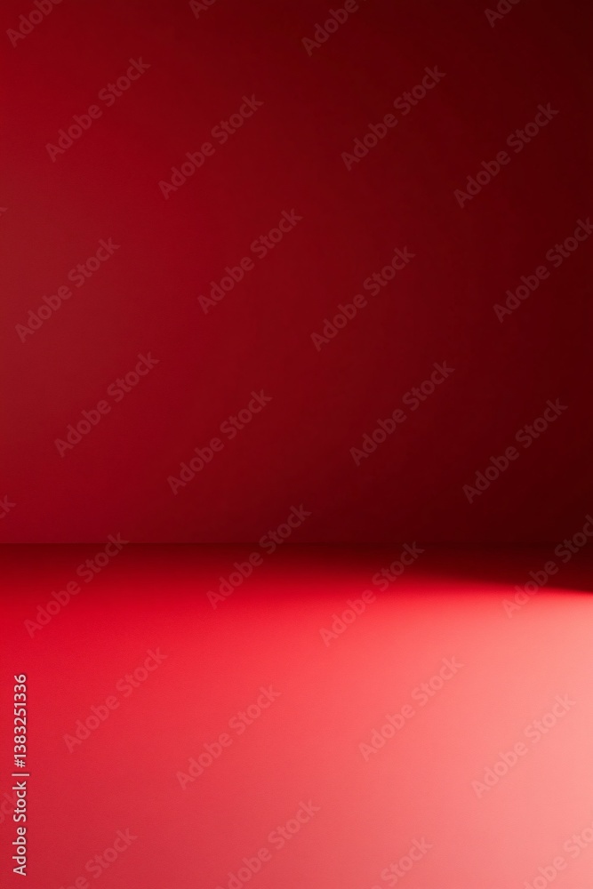 Poster Light creating gradient on red wall in studio