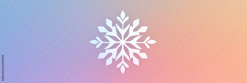 Poster Geometric snowflake logo with minimalistic design on a soft gradient winter background for a modern festive feel
