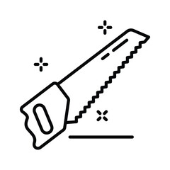 Easy to edit line style icon depicting hand manual saw